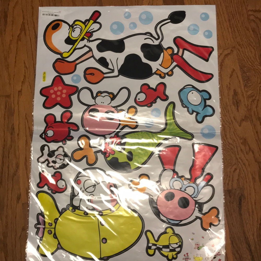 Cow wall decals- massive cow and fish stickers